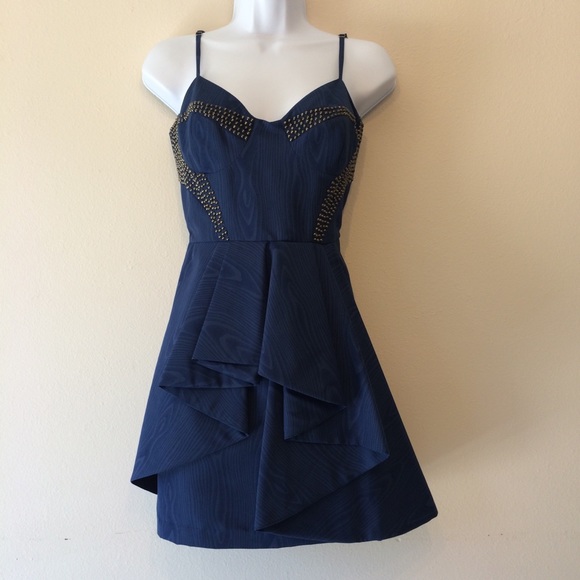 Truest Blue Woodgrain Cocktail Dress M - Picture 1 of 8